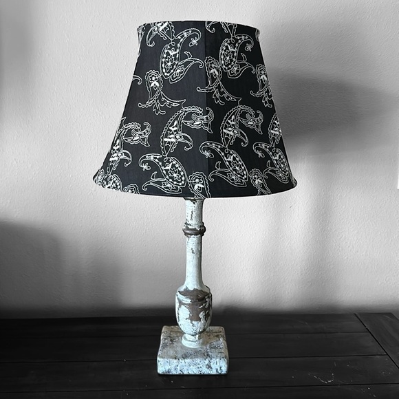 A’Homestead Shoppe, Inc Other - A’Homestead Shoppe, Inc white washed distressed Paisley Striped black white lamp